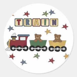 Sticker Rond Teddy Bear Train Tshirts et cadeaux