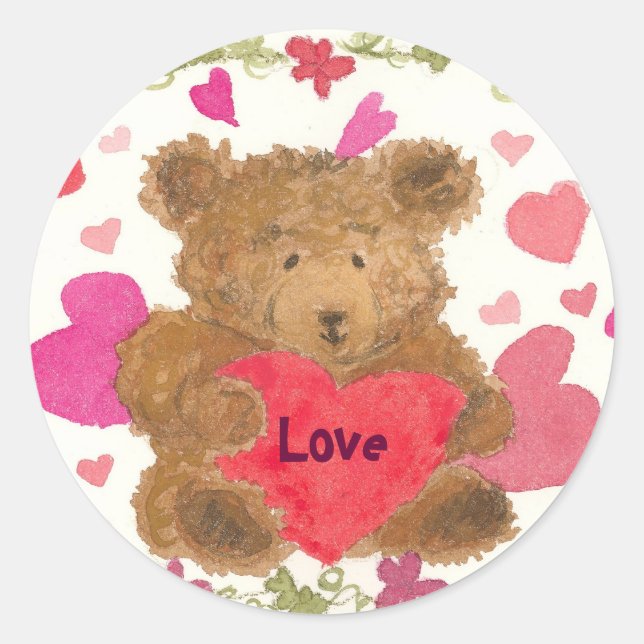 Sticker Rond Teddy Bear Valentine (Devant)