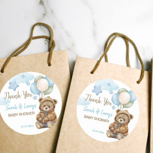 Sticker Rond Teddy ours baby shower bearly attendez merci