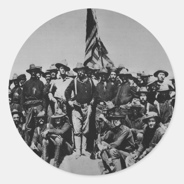 Sticker Rond Teddy's Colts Teddy Roosevelt Rough Riders 1898 (Devant)