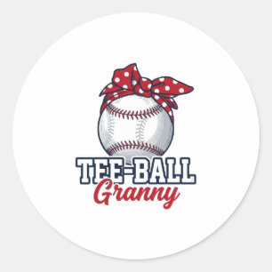Sticker Rond Tee Ball Mamie Baseball Bow Vintage Shirt_1
