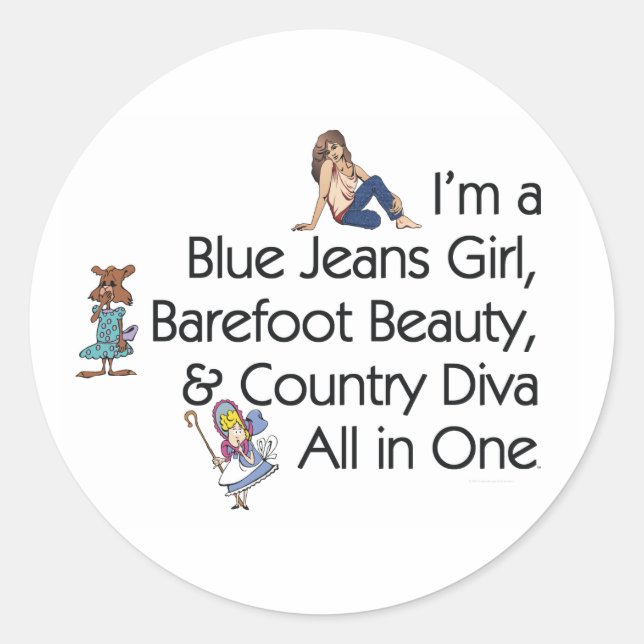 Sticker Rond TEE Blue Jeans Girl (Devant)
