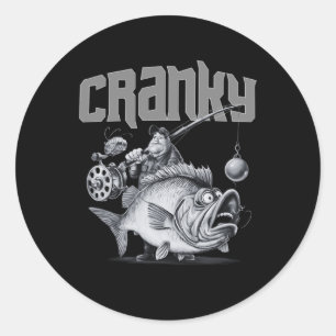 Sticker Rond Tee Cranky Fishing Idées Drôles Pour La Pêche - Cr