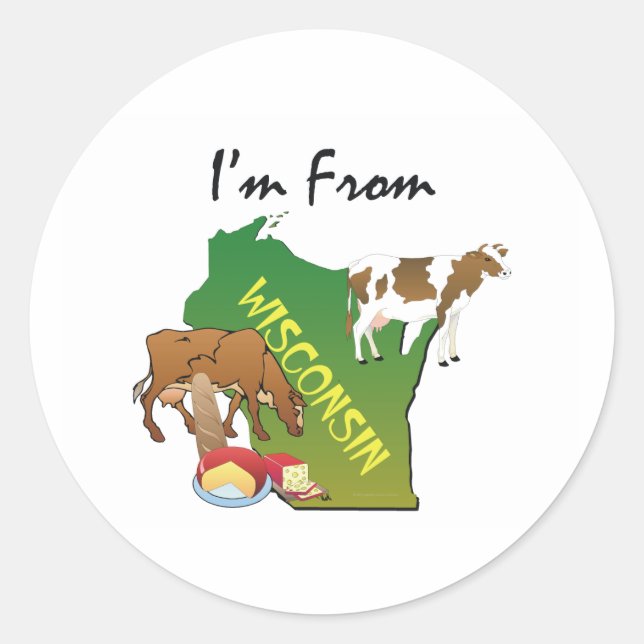 Sticker Rond TEE I'm From Wisconsin (Devant)