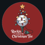 Sticker Rond Tee Rockin Around The Christmas Drôle de Golf Xmas<br><div class="desc">Tee Rockin Around The Christmas Drôle de Golf Sweat de Noël Xmas Drôle</div>
