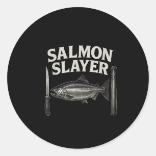 Sticker Rond Tee Salmon Slayer Pêche de la truite arc-en-ciel e