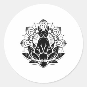 Sticker Rond Tee-shirt de spiritualité yoga fleur de lotus de c