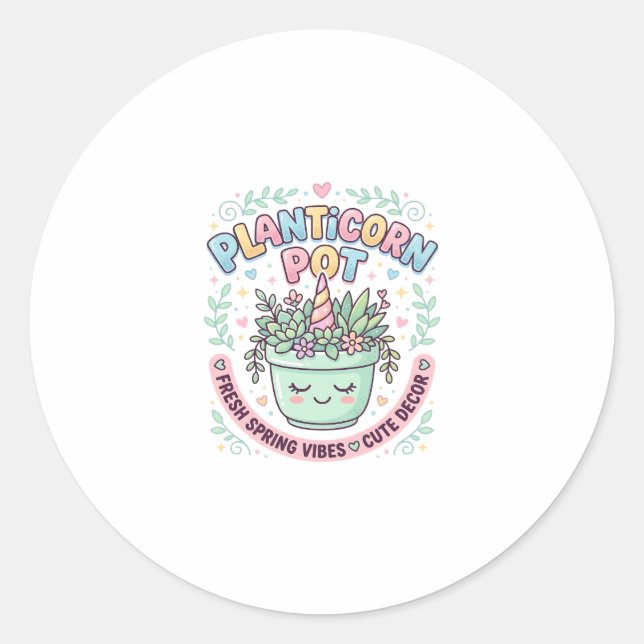 Sticker Rond Tee-shirt graphique design graphique Pot Licorne P (Devant)