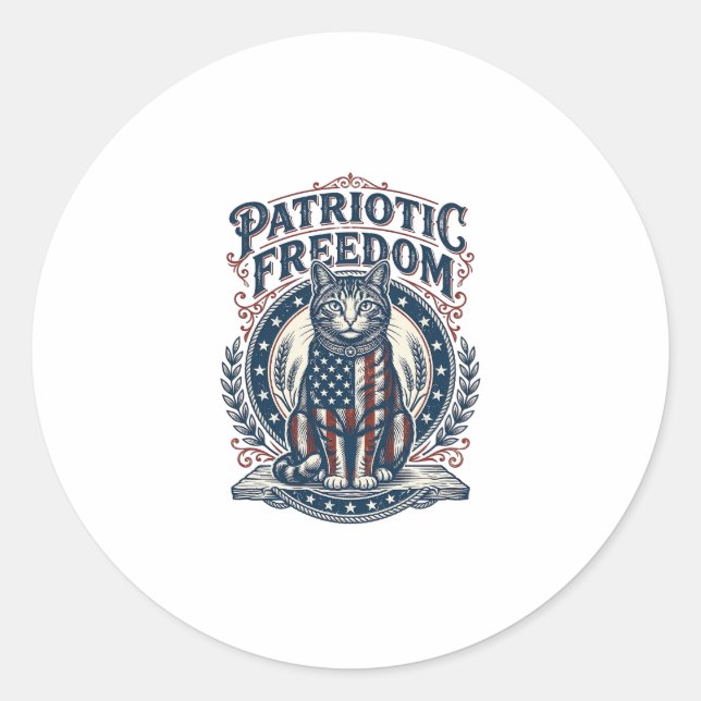 Sticker Rond Tee-shirt graphique vectoriel de chat de grange pa (Devant)