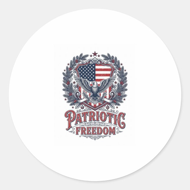 Sticker Rond Tee-shirt graphique vectoriel de Noël patriotique (Devant)
