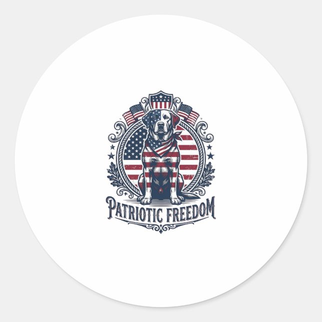 Sticker Rond Tee-shirt graphique vectoriel du Labrador patrioti (Devant)