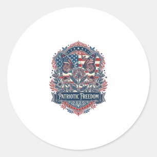 Sticker Rond Tee-shirt graphique vectoriel jardin papillon patr