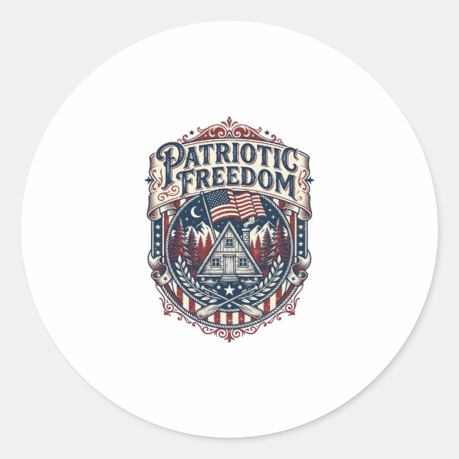 Sticker Rond Tee-shirt graphique vectoriel week-end cabine patr (Devant)