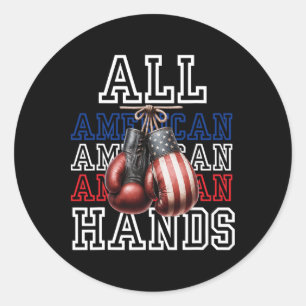 Sticker Rond Tee-shirt toutes les mains américaines gants de bo