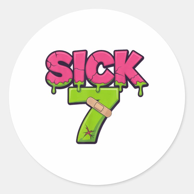 Sticker Rond Tee Sick Seven Meme Six Seven Fun Amusement de mot (Devant)