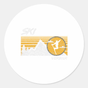 Sticker Rond Tee Ski Verbier Rétro Suisse Ski