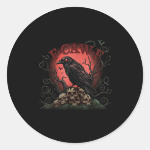 Sticker Rond Tee Skull Pile Raven F-caw-f Halloween