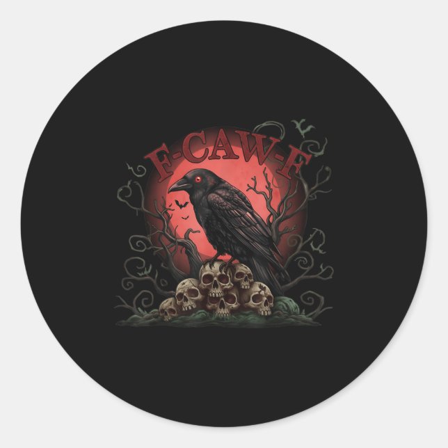 Sticker Rond Tee Skull Pile Raven F-caw-f Halloween  (Devant)