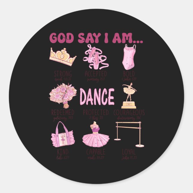 Sticker Rond Teens girl god says am ballet dance christian (Devant)