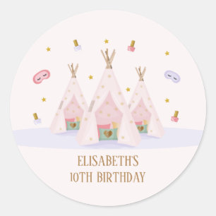 Sticker Rond Teepee Spa fête d'anniversaire