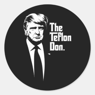 Sticker Rond Teflon Don Trump Monochromatique Art Iconique