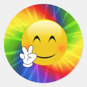 Sticker Rond Teignez en nouant le signe de paix Emoji