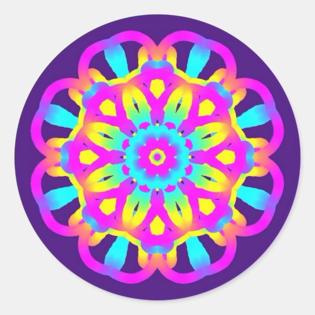 Sticker Rond Teinture pourpre, rose et jaune (Devant)