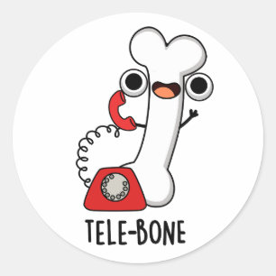 Sticker Rond Télé-os à drôlerie Téléphone Pun d'os drôle 
