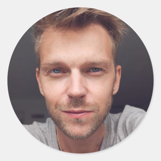 Sticker Rond Téléchargement de la photo Selfie | Votre Fun Face (Devant)