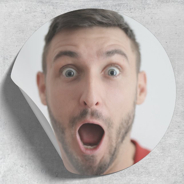 Sticker Rond Téléchargement de la photo Selfie | Votre Fun Face (Créateur téléchargé)