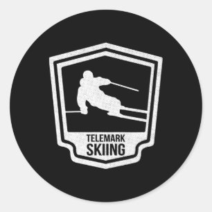 Sticker Rond Télémark Ski Télémark Norvège Skieur Ckcountry