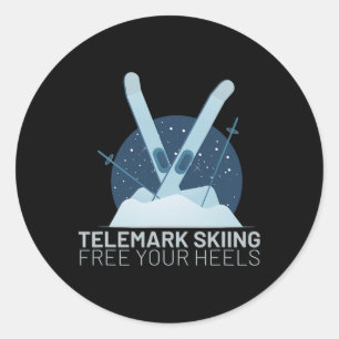 Sticker Rond Télémark Skiing Libérez Vos Talons Ski Amateur De