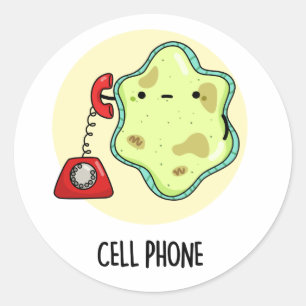 Sticker Rond Téléphone cellulaire drôle Biologie jeu de science