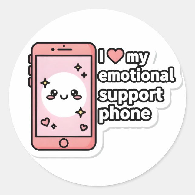 Sticker Rond Téléphone de support émotionnel (Devant)