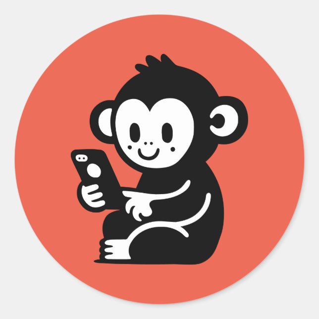 Sticker Rond Téléphone singe (Devant)