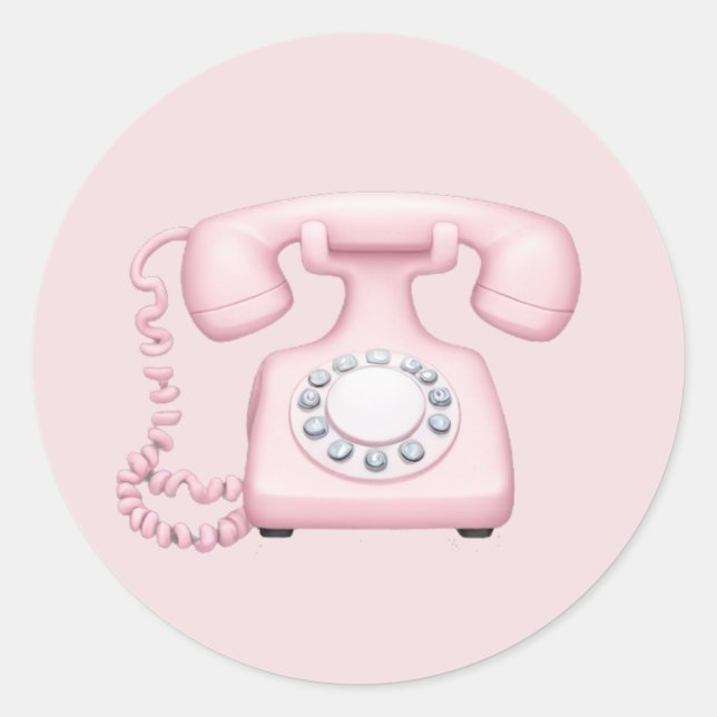 Sticker Rond Téléphone Vintage rose Emoji Art (Devant)