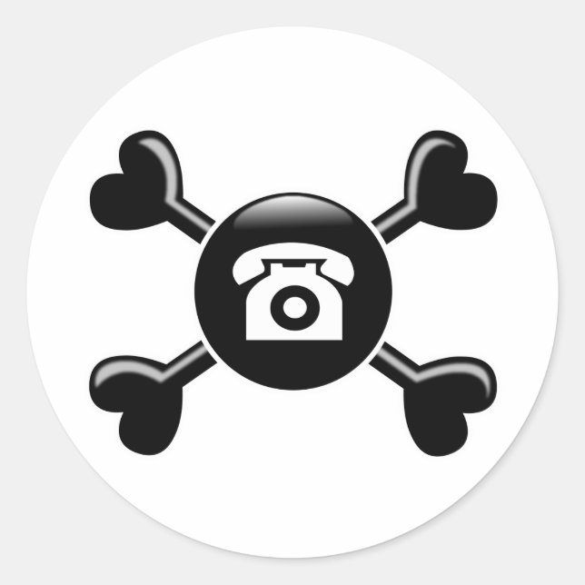 Sticker Rond Téléphones Crossbones (Devant)