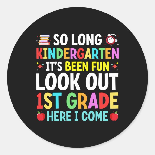 Sticker Rond Tellement long jardin d'enfants Diplômé Enseignant (Devant)