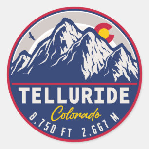 Sticker Rond Telluride Colorado Montagnes Retro Vintage
