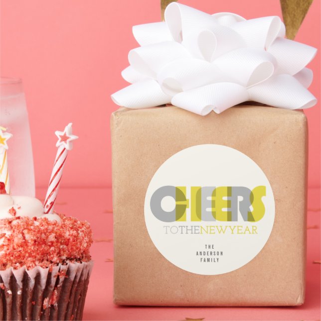 Sticker Rond Téméraire Transparent Cheers Au Jour De L'Année Fê (Fête)