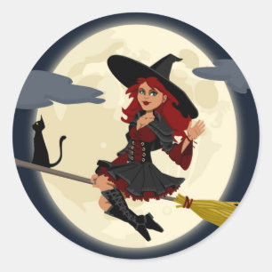STICKER ROND TÉMOIN HALLOWEEN REDHEADED