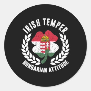 Sticker Rond Tempérament Irlandais Attitude Hongroise Drapeau S