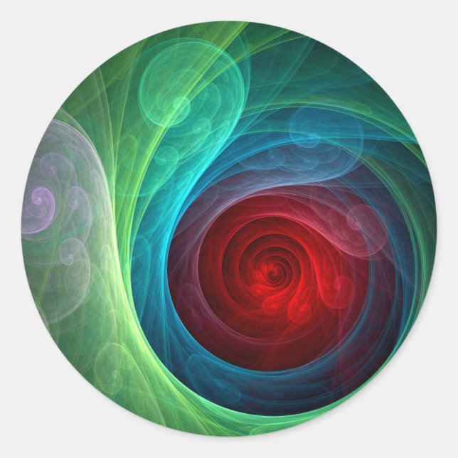 Sticker Rond Tempête rouge Floral Art moderne Abstrait Motif co (Devant)