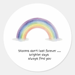Sticker Rond Tempêtes d'arc-en-ciel à l'aquarelle ne durent pas