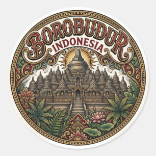 Sticker Rond Temple de Borobudur Indonésie