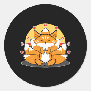 Sticker Rond Temple japonais Kitsune Kami Inari Fox