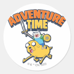 Sticker Rond Temps d'aventure   Finn Riding Jake