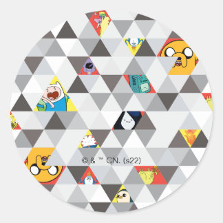 Sticker Rond Temps d'aventure | Motif de caractères triangulair