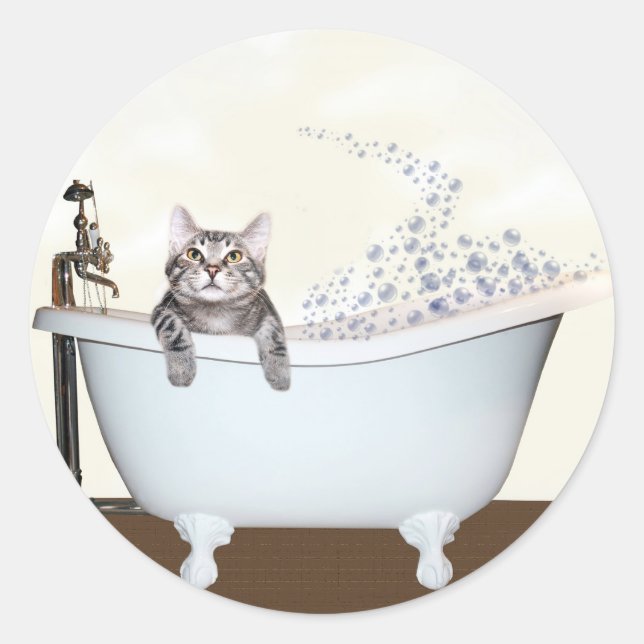 Sticker Rond Temps de bain Kitty (Devant)