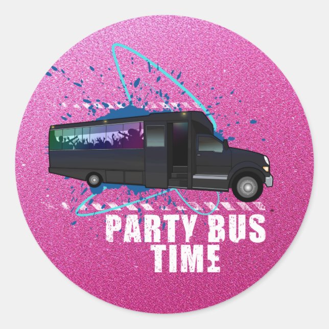 Sticker Rond Temps de bus de fête Néon de vie nocturne Dégradé  (Devant)